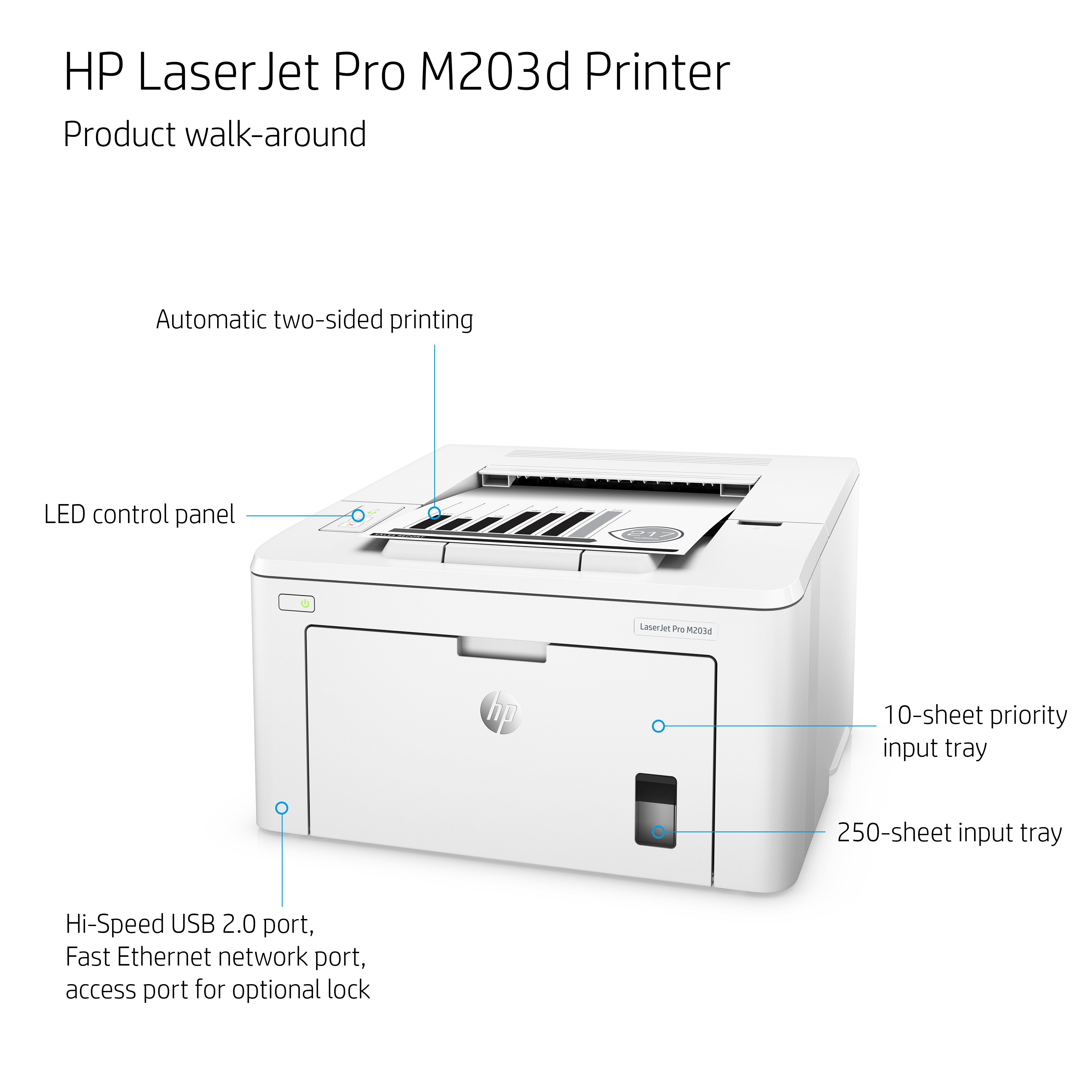 HP LaserJet Pro M203dn-Drucker, Schwarzweiß, Drucker für Zuhause und Heimbüro, Drucken, Drucken vom Telefon oder Tablet; Beidseitiger Druck; JetIntelligence-Patrone