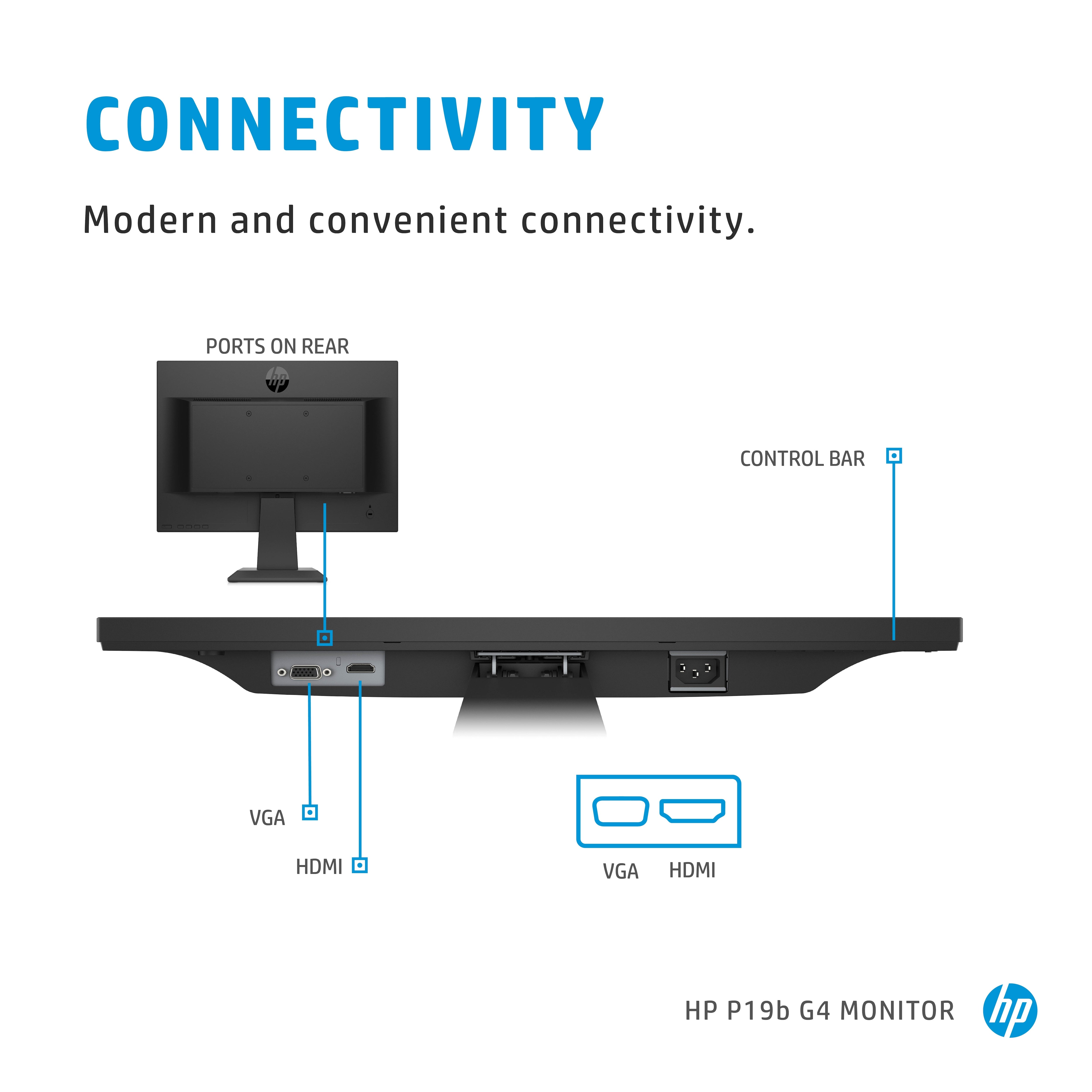 HP P19B G4 Monitor Computer Monitor 47 cm (18,5 ") 1366 x 768 Pixel WXGA LED Schwarz