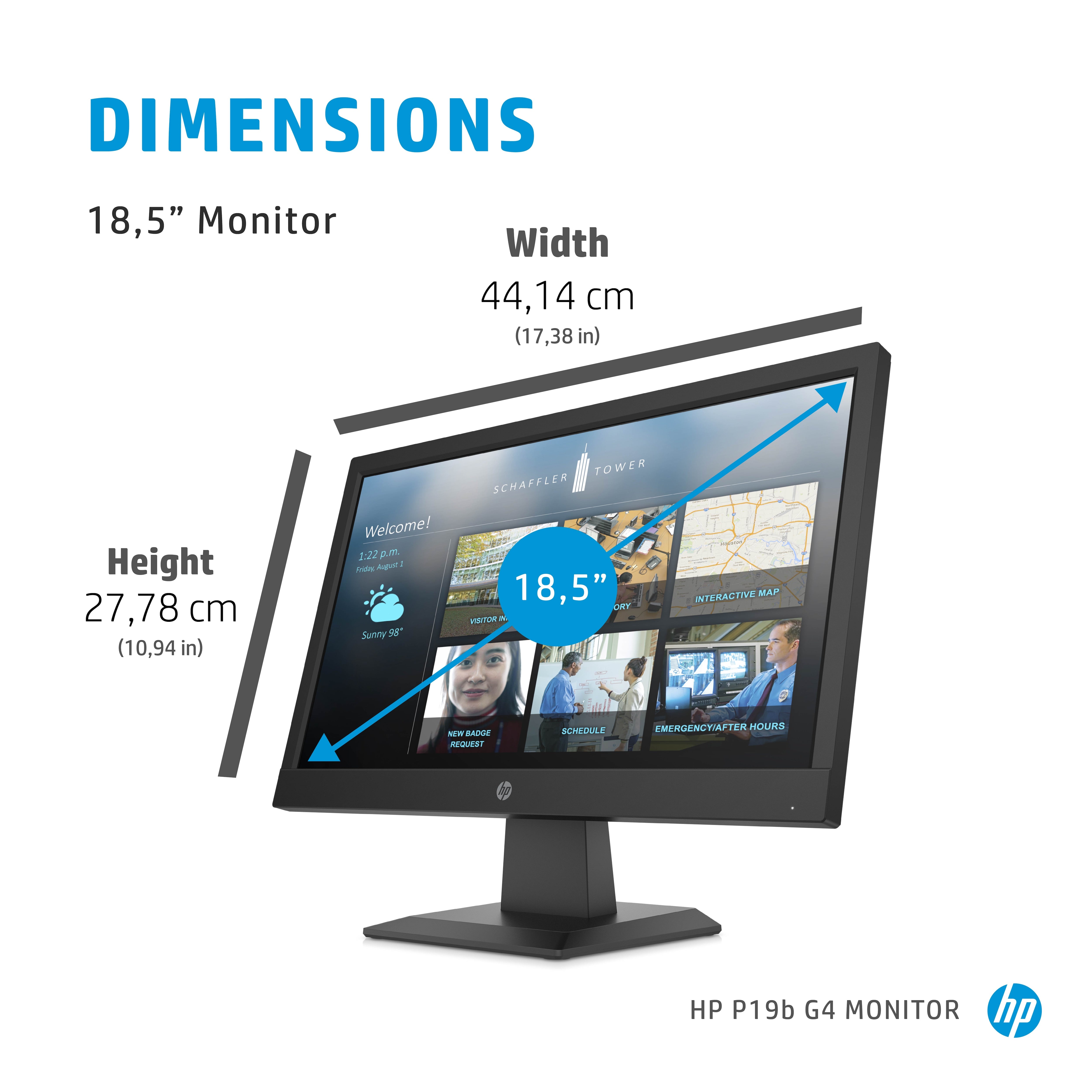 HP P19B G4 Monitor Computer Monitor 47 cm (18,5 ") 1366 x 768 Pixel WXGA LED Schwarz