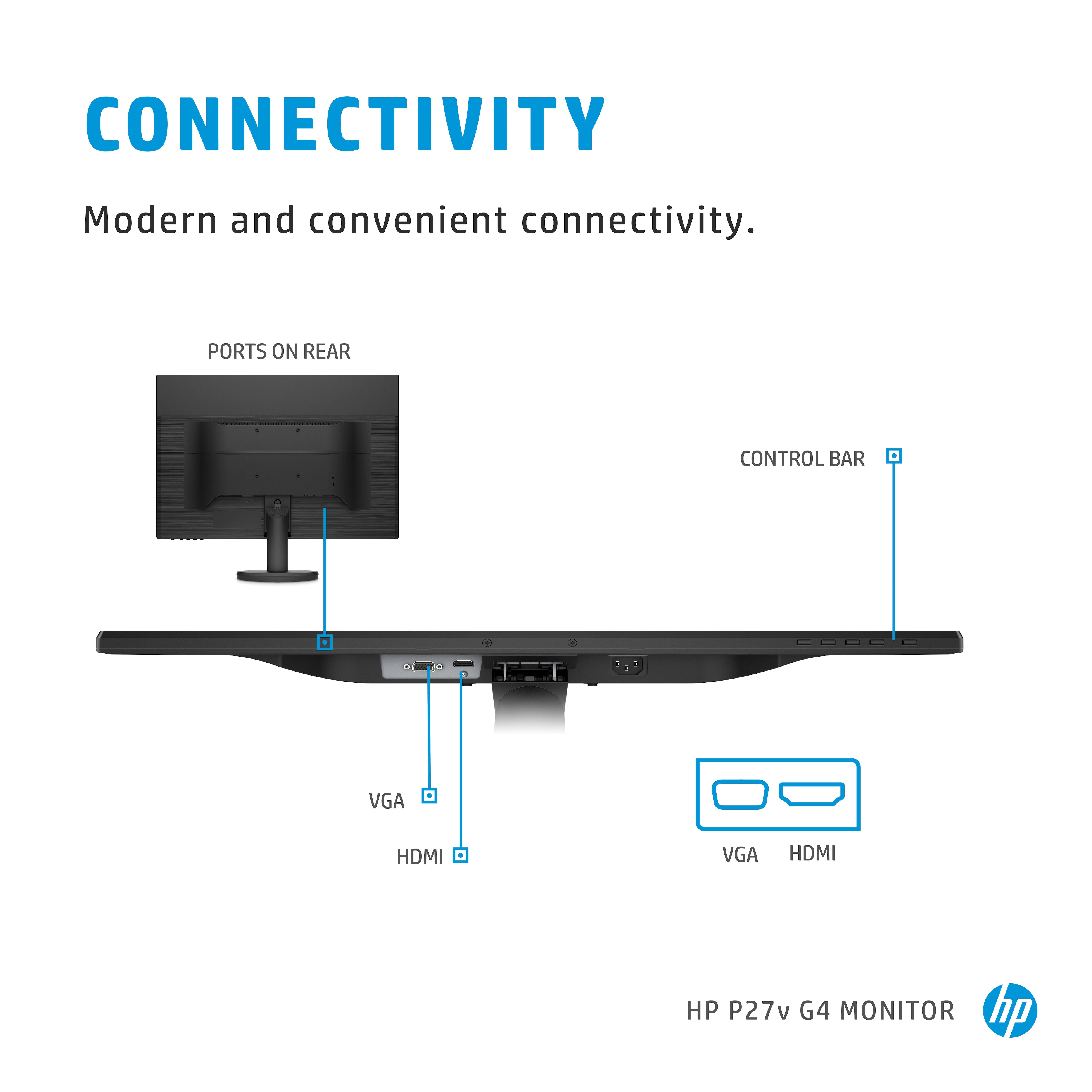 HP P27V G4 Computer Monitor 68,6 cm (27 ") 1920 x 1080 Pixel Full HD LCD Schwarz