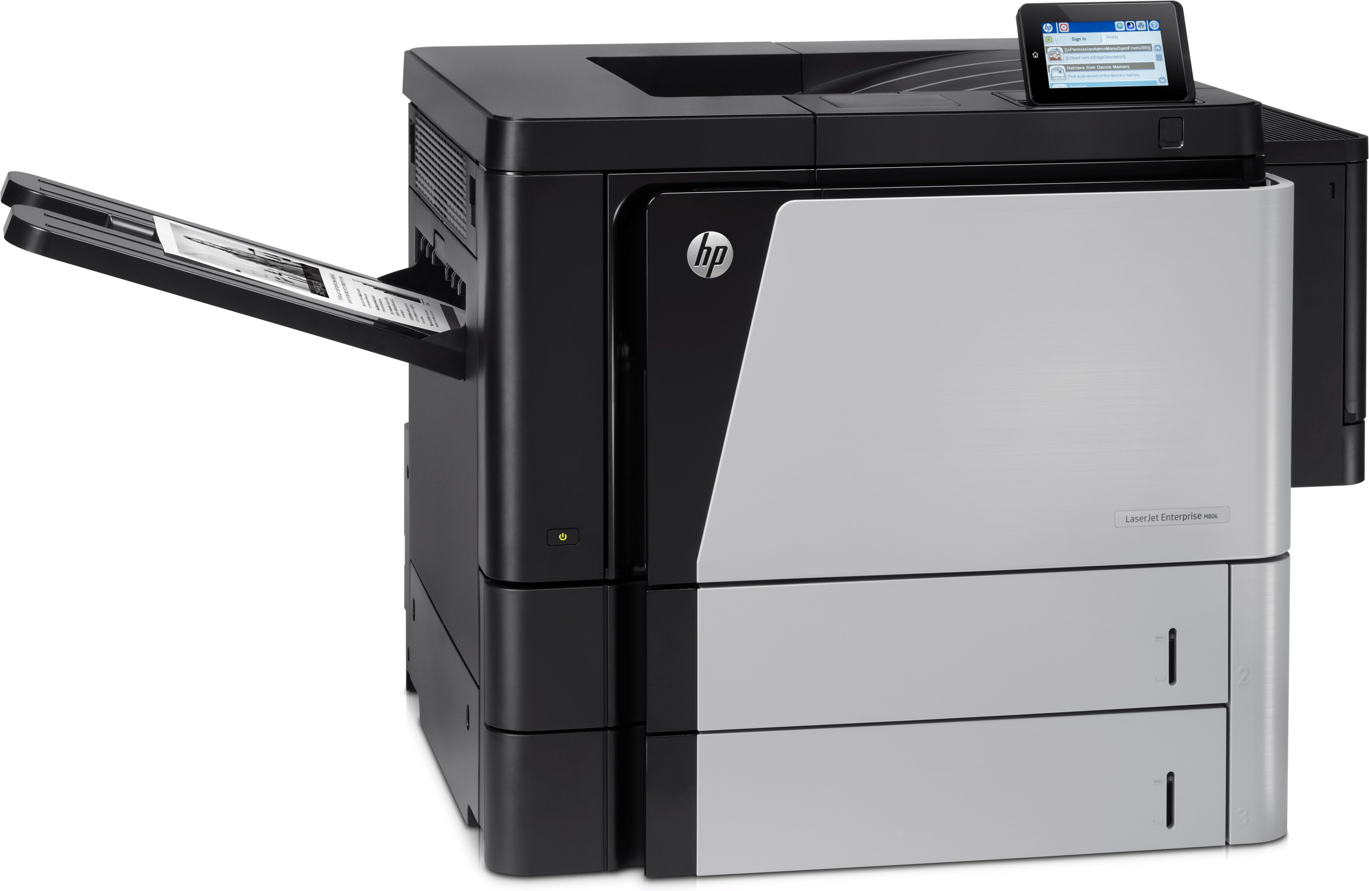 HP LaserJet Enterprise M806dn-Drucker, Schwarzweiß, Business-Drucker, Drucken, Drucken über vorderen USB-Anschluss; Zweiseitiger Druck