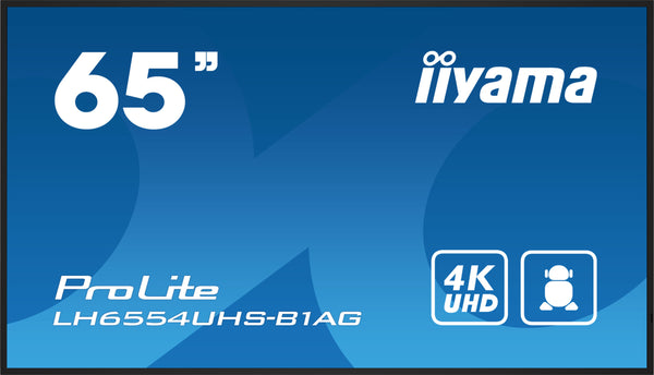 iiyama LH6554UHS-B1AG Bilderzeitung Digital Signage Flachbildschirm 165,1 cm (65") LCD WiFi 500 cd/m² 4K Ultra HD Schwarz Prozessortyp Android 11 24/7