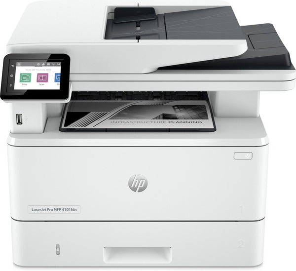 HP LaserJet Pro MFP 4102dw Drucker, Schwarzweiß, Drucker für kleine und mittlere Unternehmen, Drucken, Kopieren, Scannen, kabellos; Geeignet für Instant Ink; Drucken Sie von einem Telefon oder Tablet aus; Automatischer Dokumentenzuführer