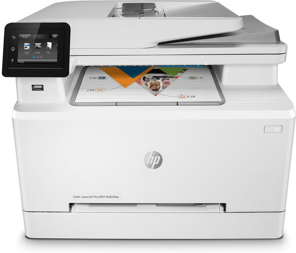 HP Color LaserJet Pro MFP M283fdw, Farbdrucker zum Drucken, Kopieren, Scannen, Faxen, Drucken über den vorderen USB-Anschluss; Scannen an E-Mail; Beidseitiger Druck; 50-Blatt-ADF ohne Wellung