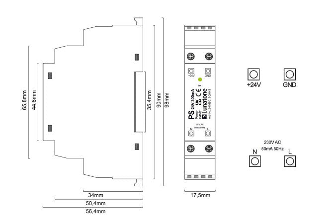 Lunatone Netzteil PS 24V 300MA 24166012-24HS