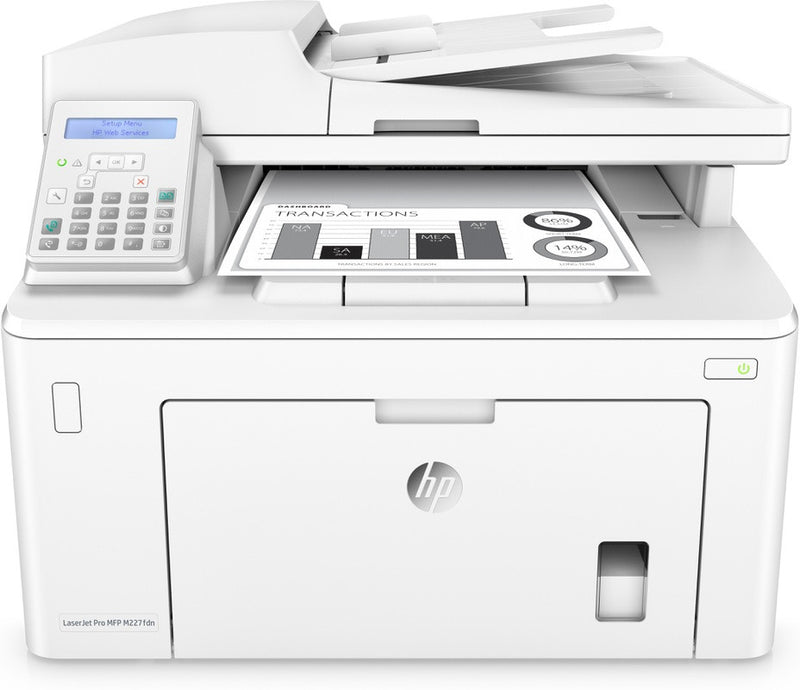 HP LaserJet Pro MFP M227fdn, Schwarzweiß, Drucker für Unternehmen, Drucken, Kopieren, Scannen, Faxen