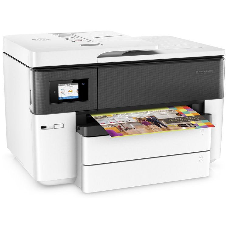 HP OfficeJet Pro 7740 Großformat-All-in-One-Drucker, Farbe, Drucker für kleine Büros, Drucken, Kopieren, Scannen, Faxen, 35-Blatt-Zuführung; Scannen an E-Mail