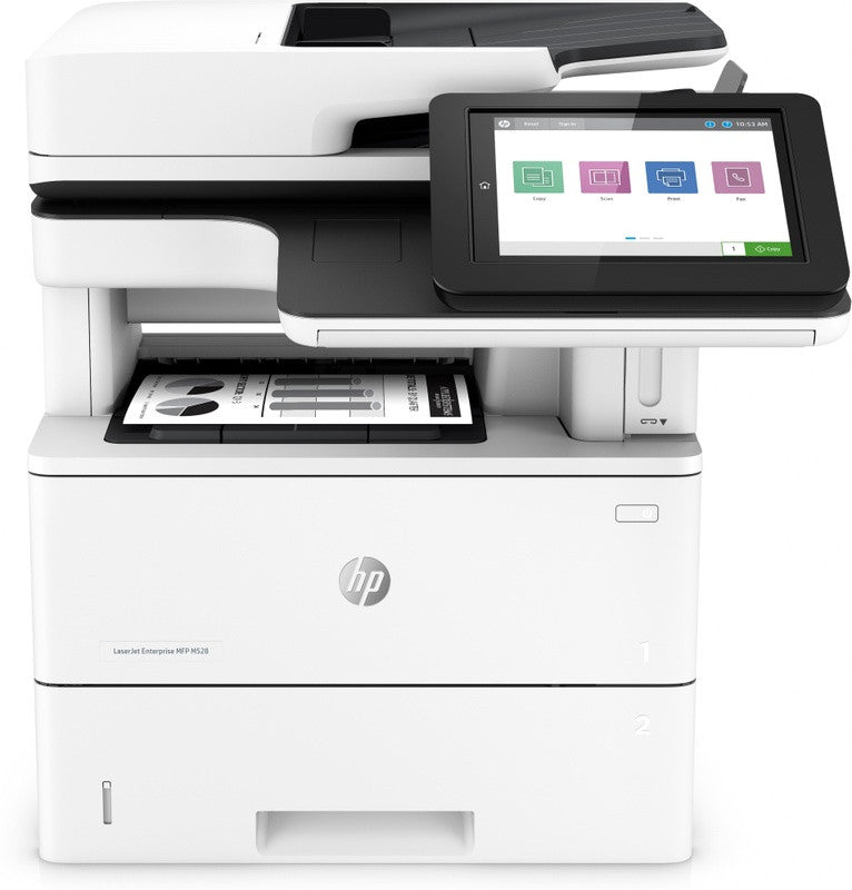 HP LaserJet Enterprise MFP M528f, Drucken, Kopieren, Scannen, Faxen, Drucken über USB-Anschluss an der Vorderseite; Scannen an E-Mail; Beidseitiger Druck; Doppelseitiges Scannen