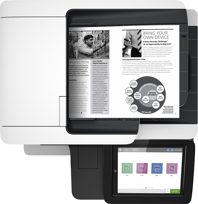 HP LaserJet Enterprise MFP M528dn, Schwarzweiß, Drucker zum Drucken, Kopieren, Scannen und optionalen Faxen, Drucken über USB-Anschluss an der Vorderseite; Scannen an E-Mail; Beidseitiger Druck; Doppelseitiges Scannen