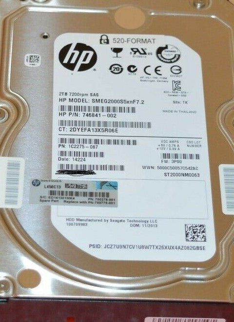 HP 2 TB 7200 U/min SAS 6 GB/S Hot-Plug-Festplatte 750775-001